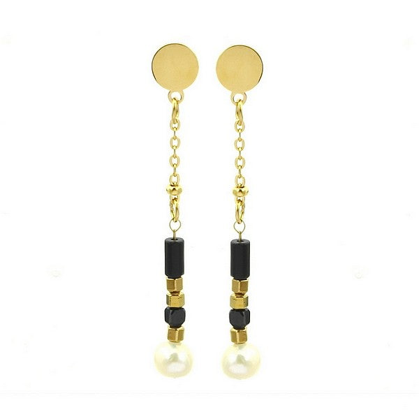 Boucles d'oreilles acier chirurgical inoxydable pierre naturelle agate