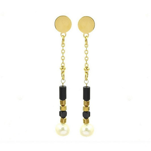 Boucles d'oreilles acier chirurgical inoxydable pierre naturelle agate