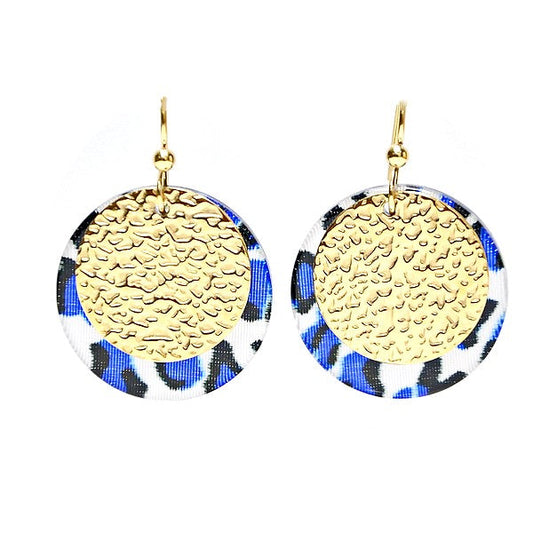 Boucles d'oreilles acier chirurgical inoxydable et verre couleur bleu