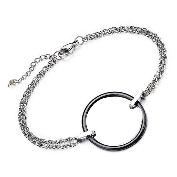Bracelet acier céramique pour femme cercle noir