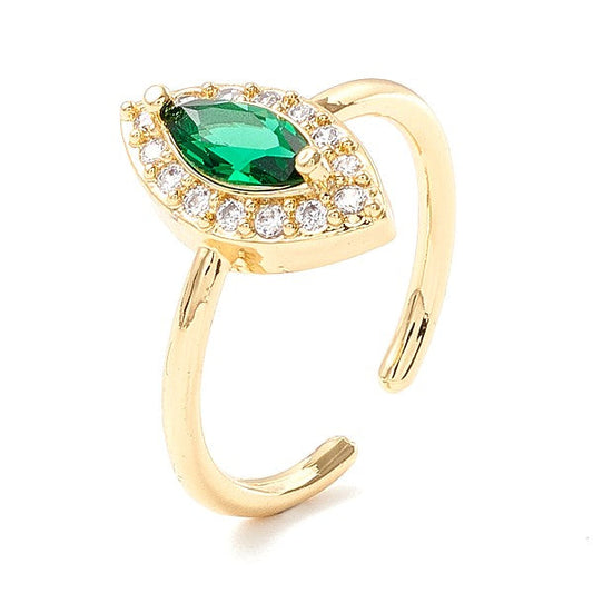 Bague femme réglable zirconium vert