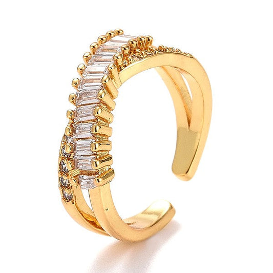 Bague femme réglable zirconium blanc entrecroisé