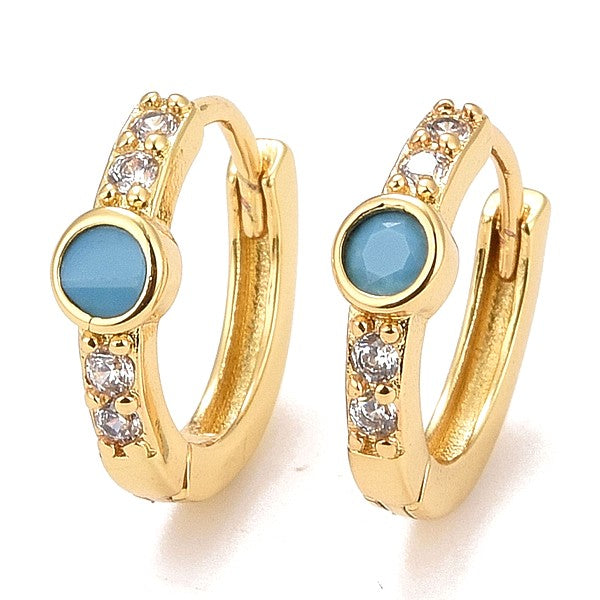 Boucles d'oreilles 18k pour femme Créoles bleu