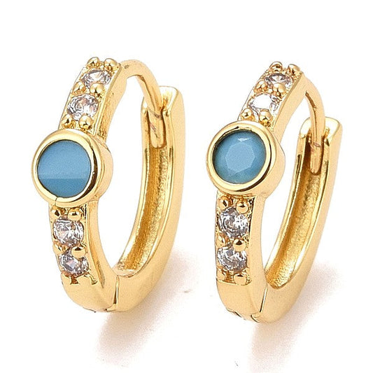Boucles d'oreilles 18k pour femme Créoles bleu