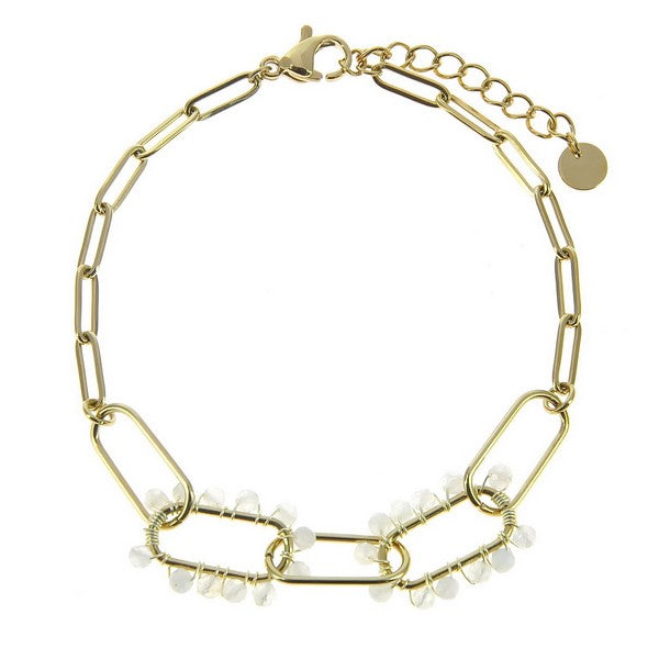 Bracelet acier multitude de pierres naturelles pierre de lune