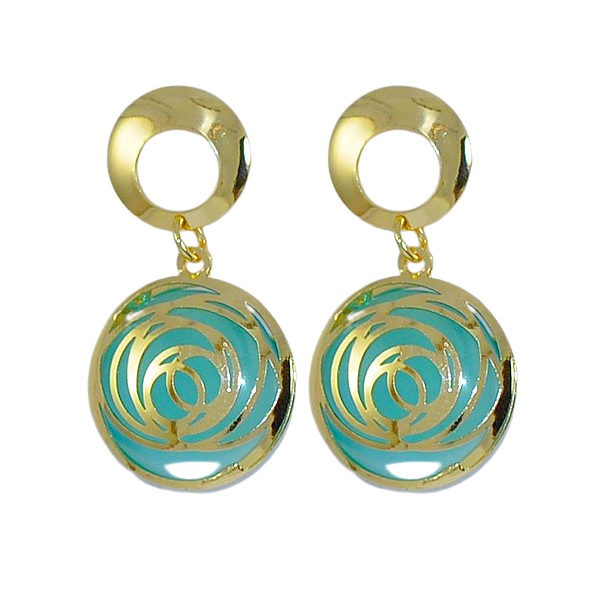 Boucles d'oreilles femme double cercle bleu