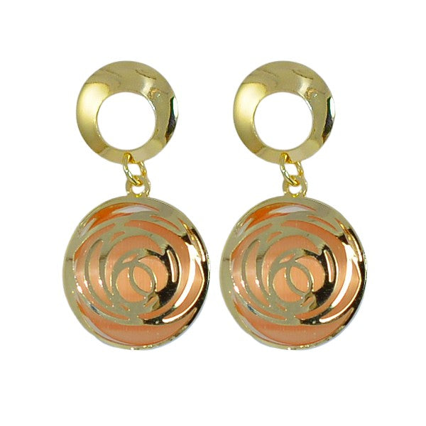 Boucles d'oreilles femme double cercle orange
