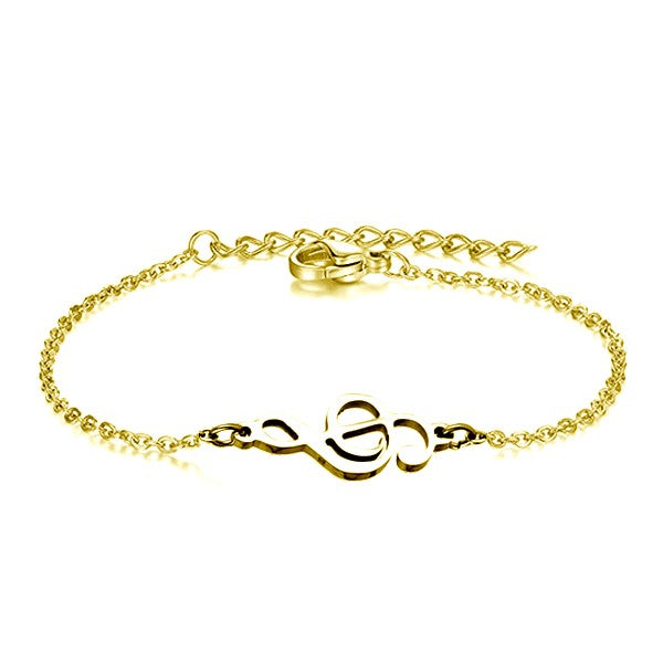 Bracelet acier inoxydable clé de sol or