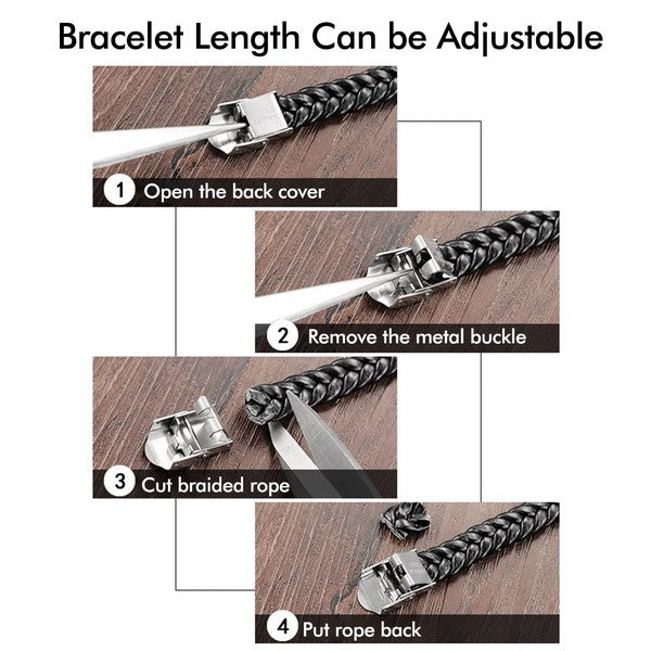 Bracelet homme acier entrelacé cuir orange