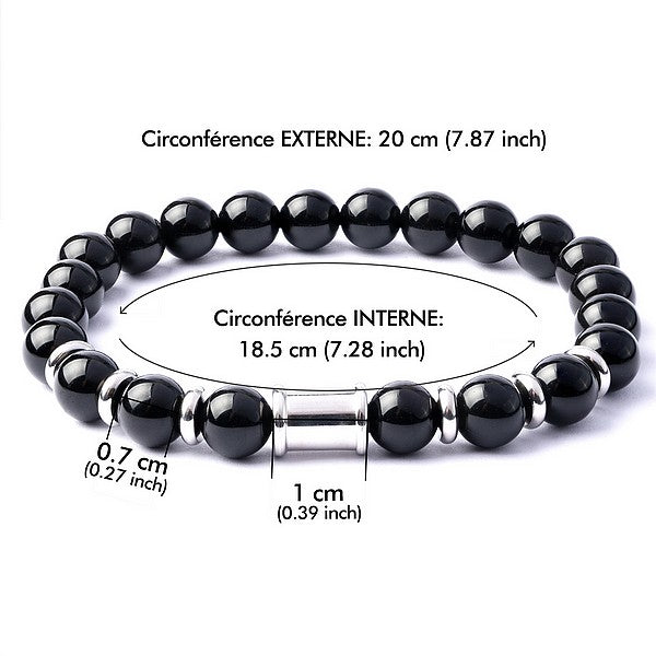 Bracelet pour homme ou femme - acier inoxydable pierre naturelle 8 mm Onyx