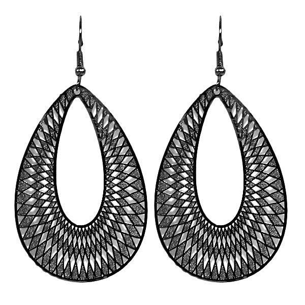 Boucles d'oreilles fantaisie filigrane ovale noir