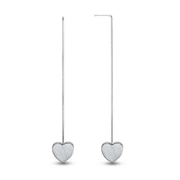 Boucles d'oreilles argent 925 coeur tombante