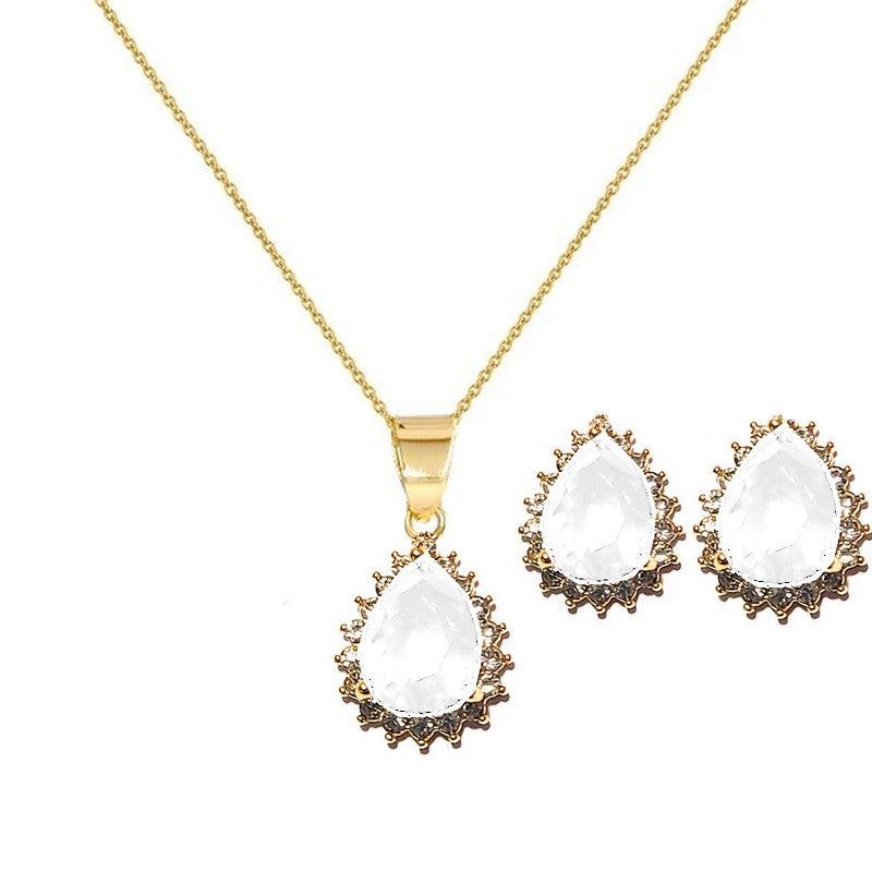 Parure pour femme - zirconium blanc + boucles d'oreilles assorties