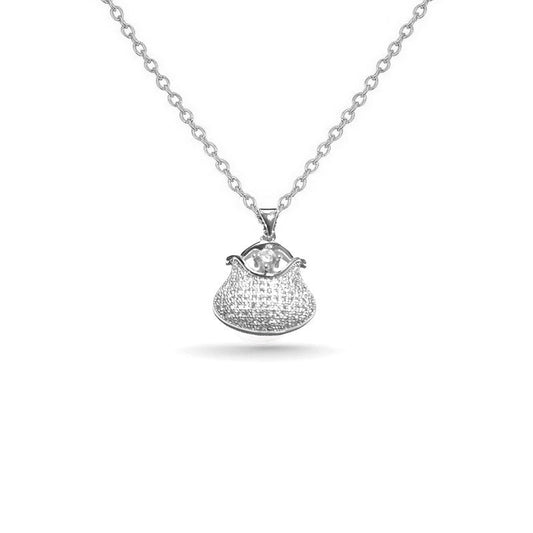 Collier rhodié chaîne et pendentif panier