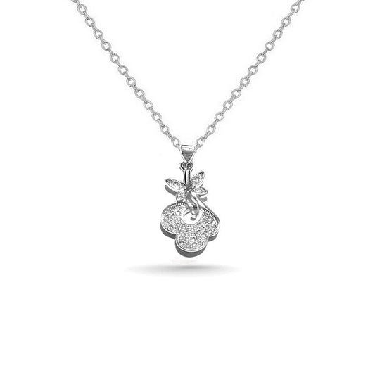 Collier rhodié chaîne et pendentif papillon