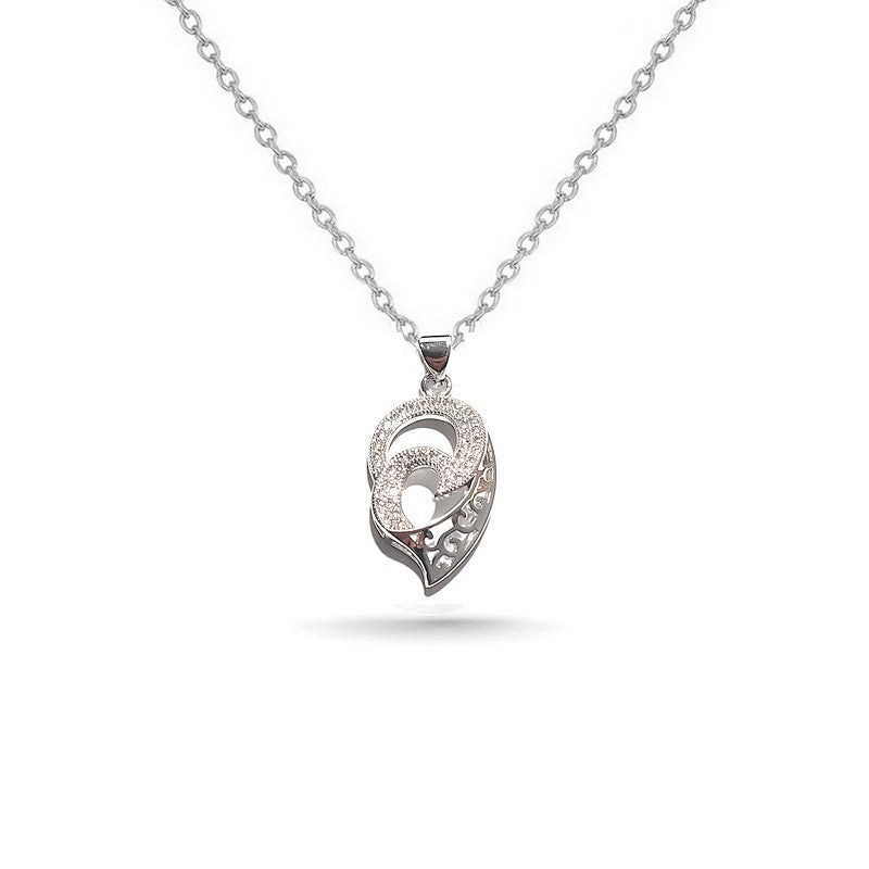 Collier rhodié chaîne et pendentif spirale