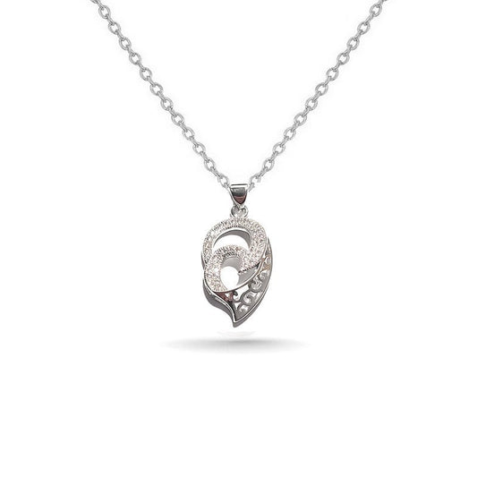 Collier rhodié chaîne et pendentif spirale