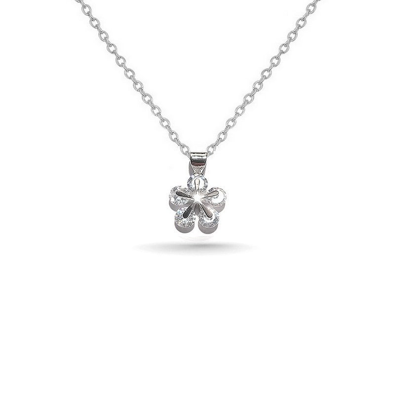 Collier rhodié chaîne et pendentif flocon