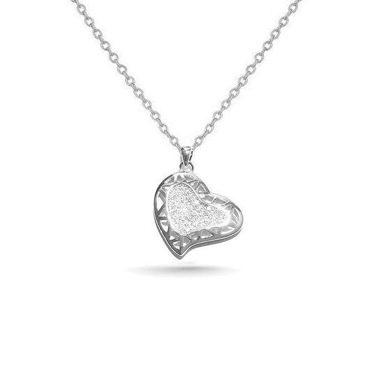 Collier rhodié chaîne et pendentif cœur