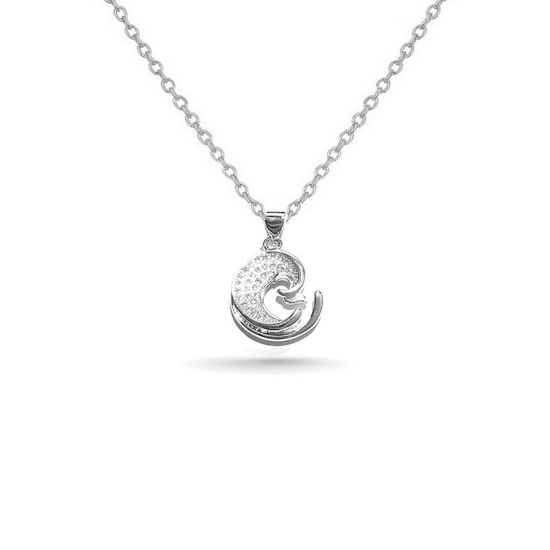 Collier rhodié chaîne et pendentif coq