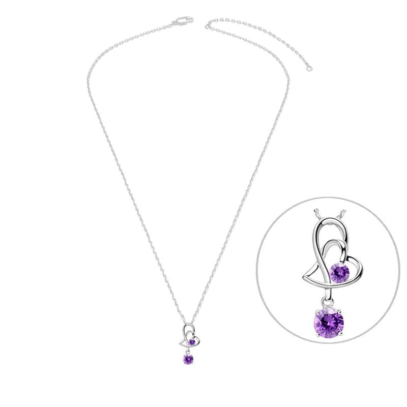 Collier argent 925 cœur oxyde mauve