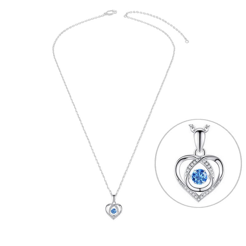 Collier argent 925 cœur entrelacé zirconiums sertis oxyde bleu