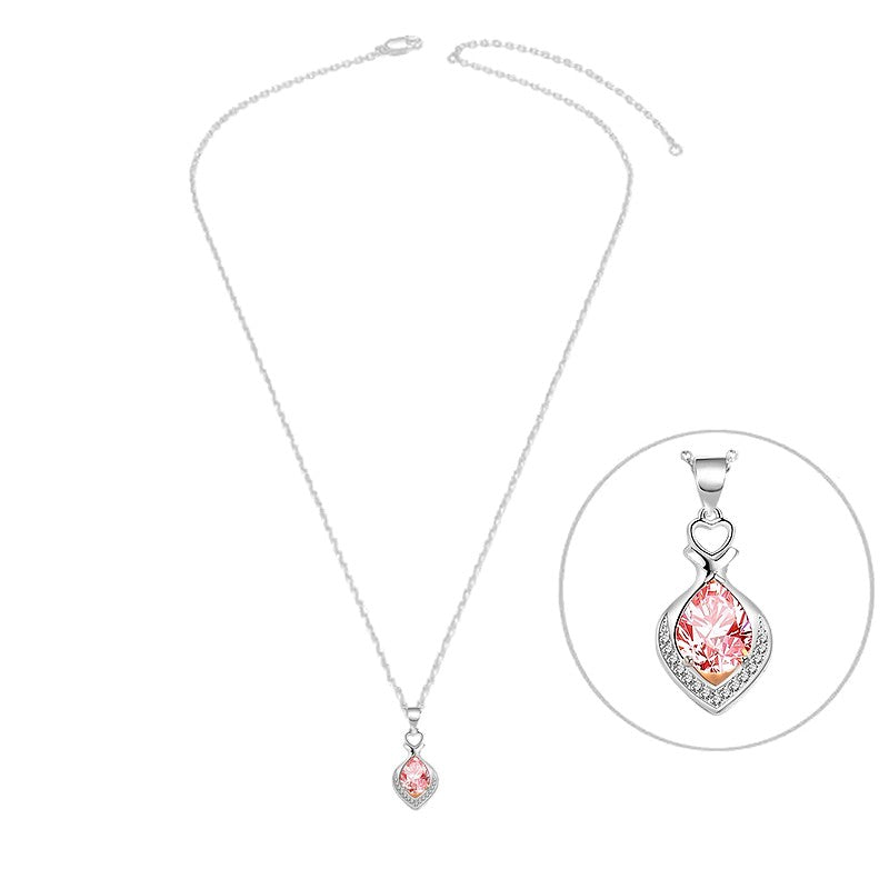Collier argent 925 zirconiums sertis et oxyde rose