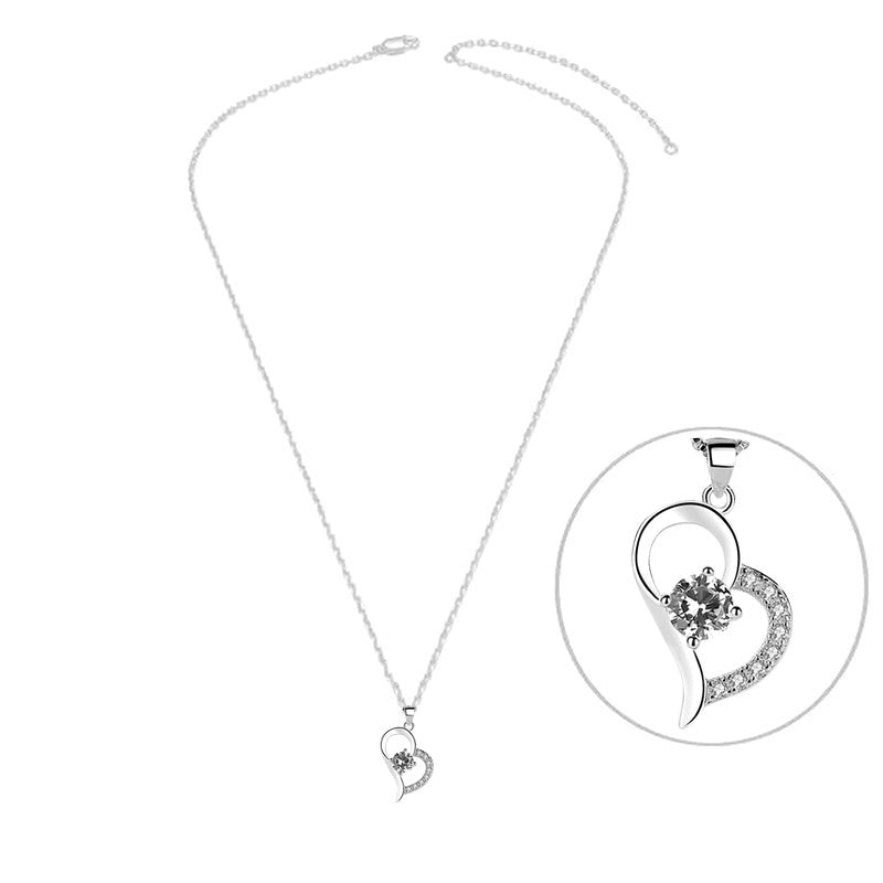 Collier argent 925 cœur zirconiums sertis oxyde blanc