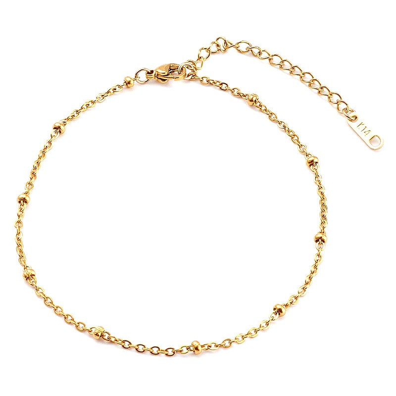 Chaîne de cheville acier inoxydable bille or