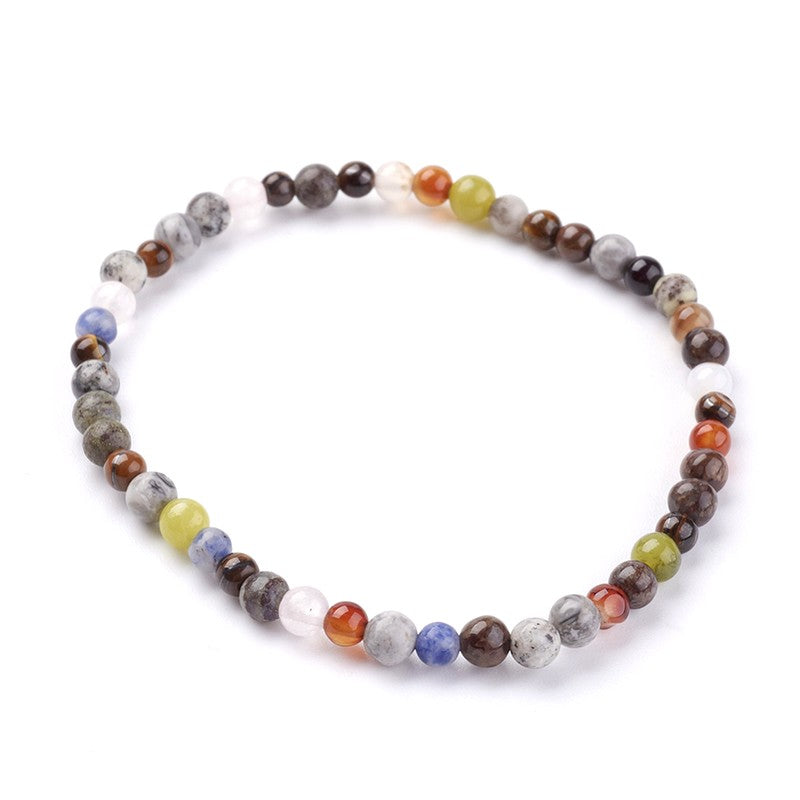 Bracelet pour homme ou femme pierres naturelles mélangées 4 mm