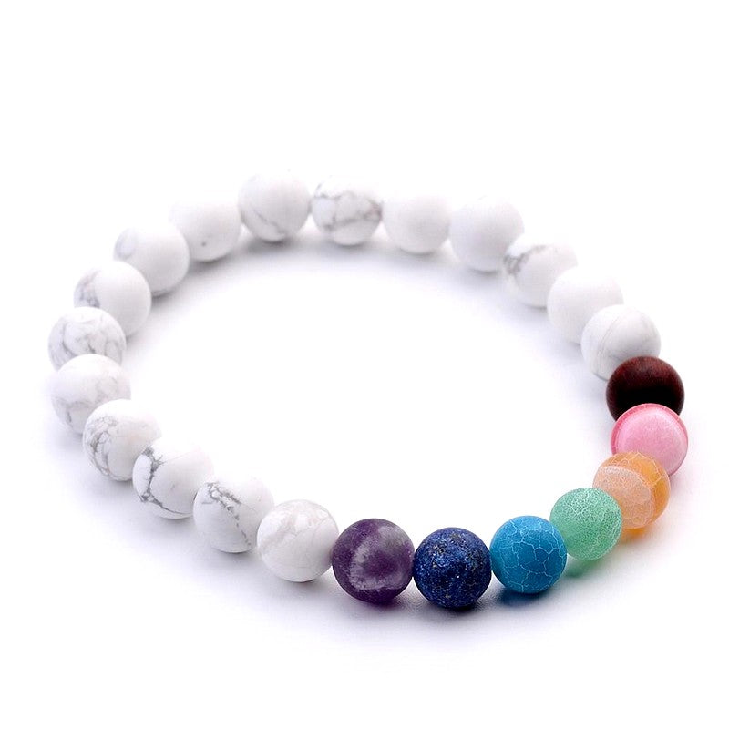 Bracelet pour homme ou femme pierres naturelles howlite 7 chakras