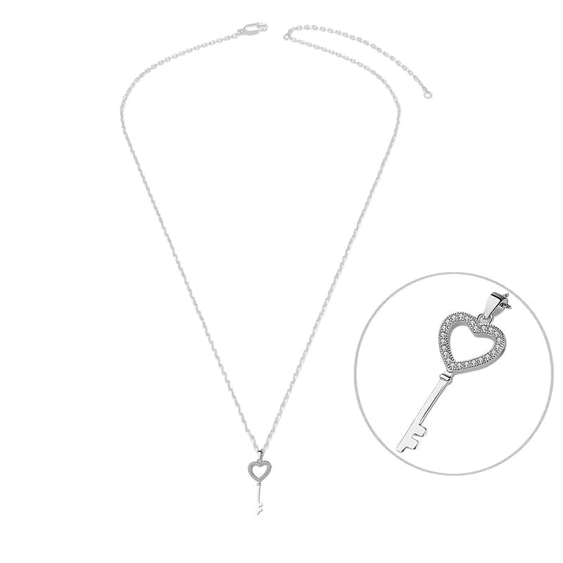 Collier argent 925 clé zirconiums sertis
