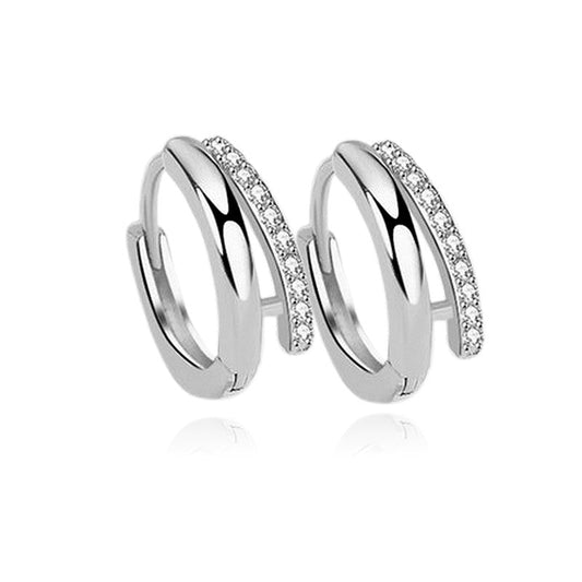 Boucles d'oreilles argent 925 Créoles zirconiums sertis Eléonore