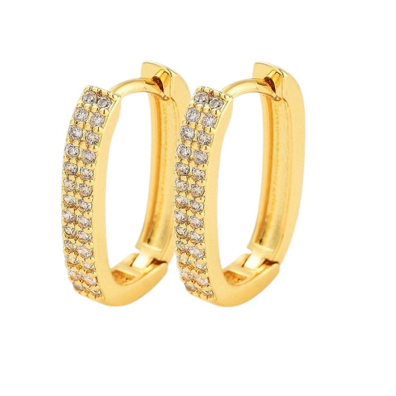 Boucles d'oreilles Créoles rectangles avec zirconiums sertis