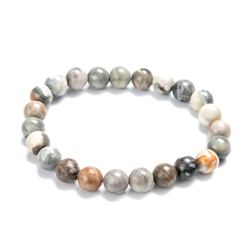 Bracelet pour homme ou femme pierres naturelles jaspe picasso 8 mm