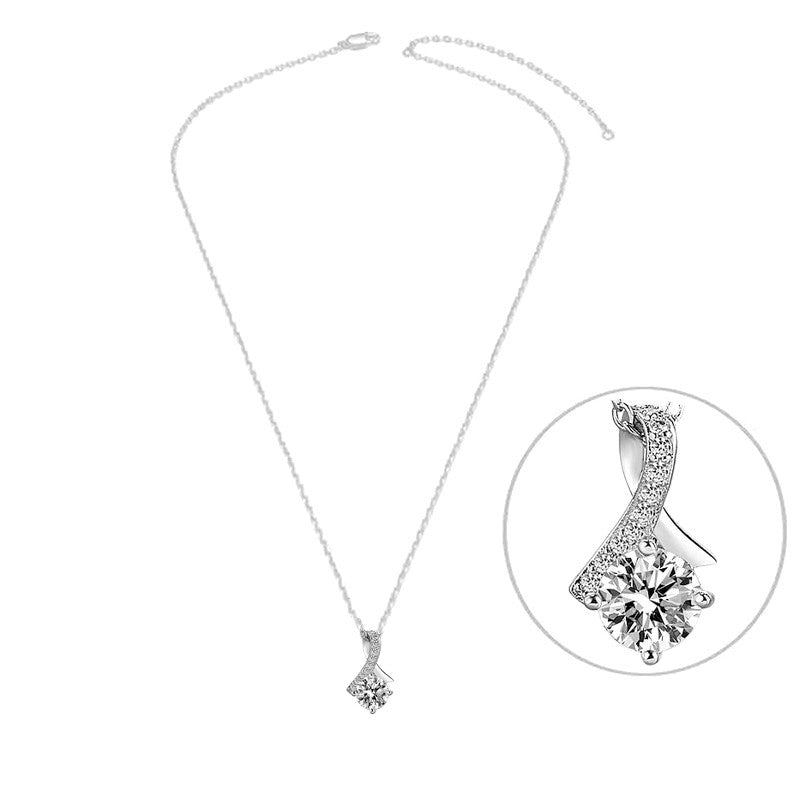 Collier argent 925 nœud zirconiums sertis oxyde blanc