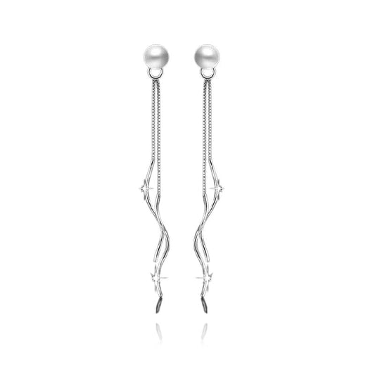 Boucles d'oreilles argent 925 tombantes perle Suzanne
