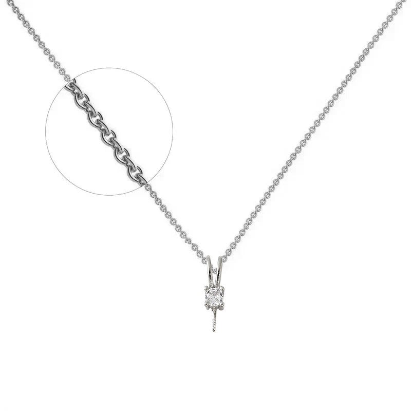 Collier chaîne et pendentif acier inoxydable zirconium serti