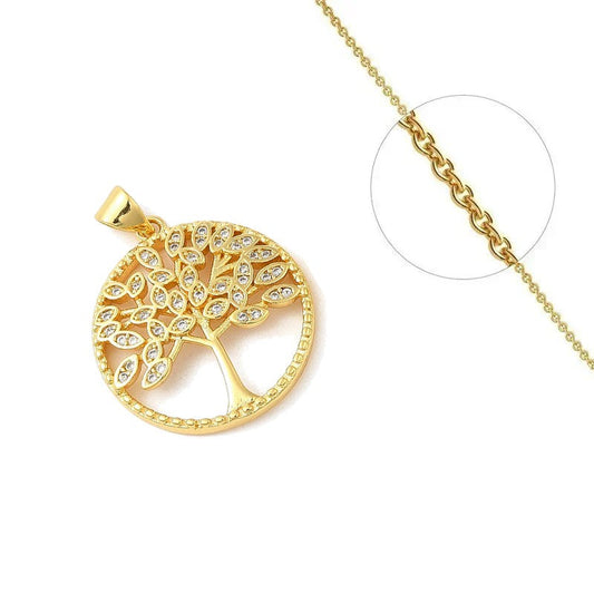 Collier chaîne pendentif arbre de vie zirconiums sertis