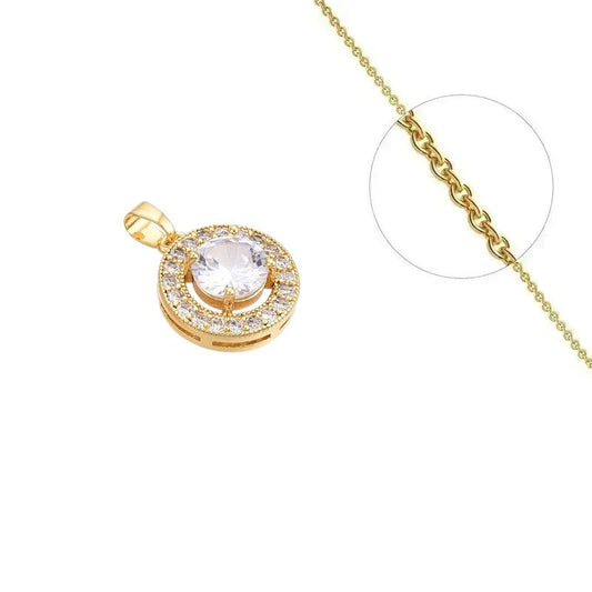 Collier doré chaîne et pendentif rosace orné de zirconiums sertis