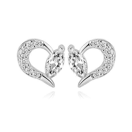 Boucles d'oreilles argent 925 Cœur zirconiums sertis oxyde blanc Abigaelle