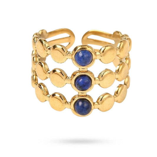 Bagues pour femme acier inoxydable pierre naturelle lapis lazuli