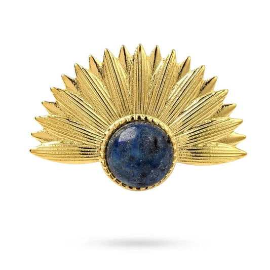 Bagues pour femme acier inoxydable pierre naturelle lapis lazuli