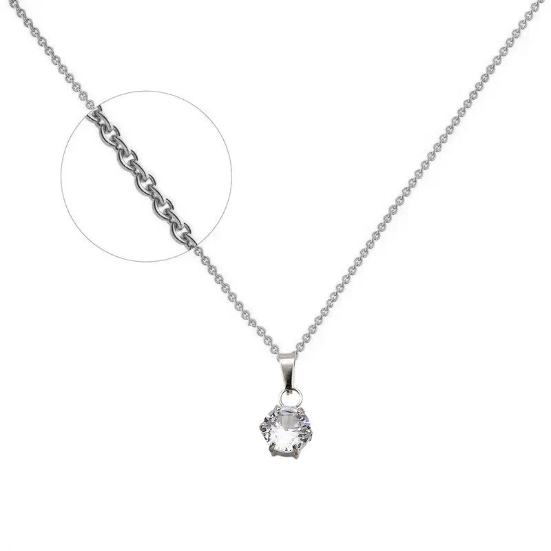 Collier chaîne et pendentif acier inoxydable zirconium serti