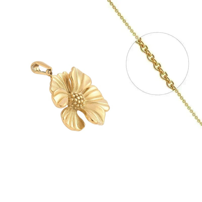 Collier chaîne et pendentif acier inoxydable fleur