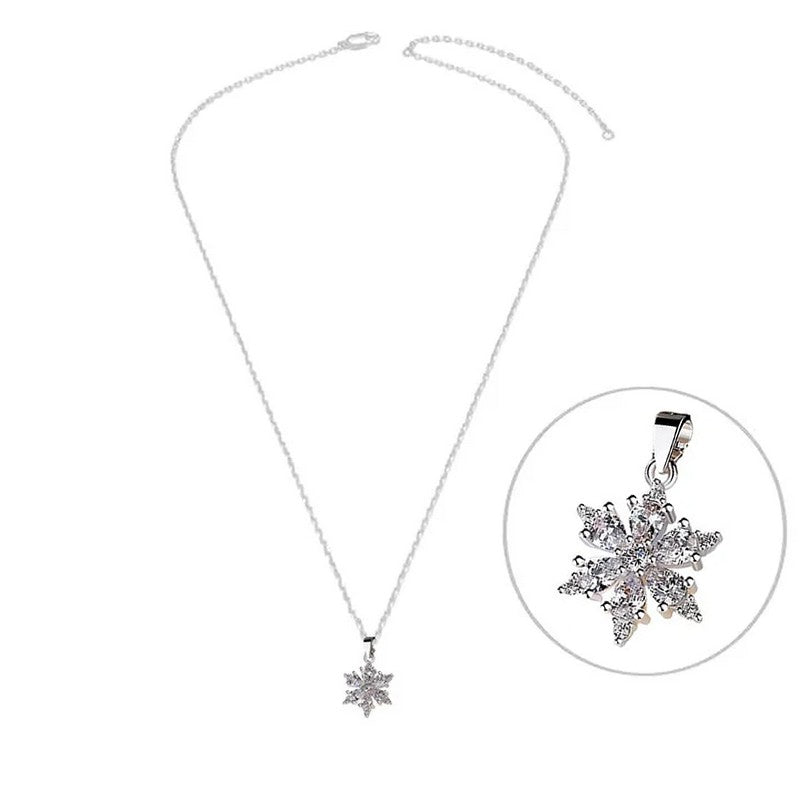 Collier argent 925 flocon zirconiums sertis