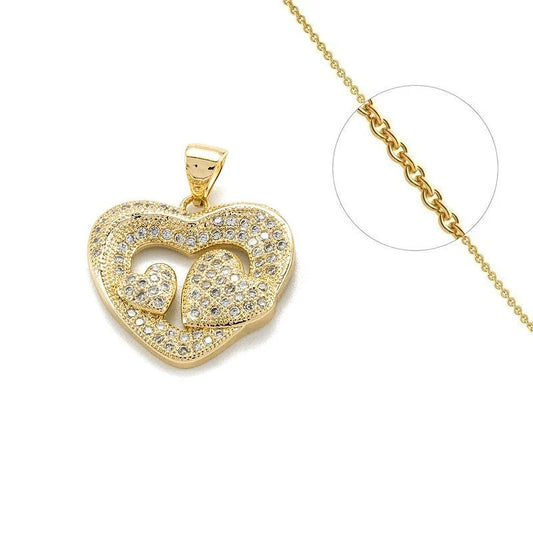 Collier chaîne et son pendentif  3 cœurs serti de zirconiums