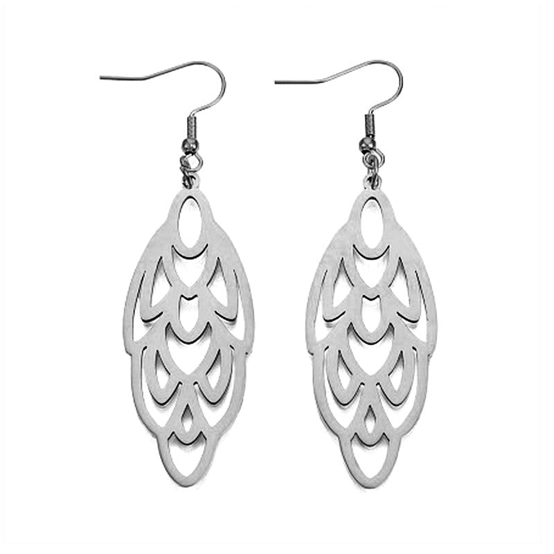 Boucles d'oreilles en acier inoxydable feuille argenté