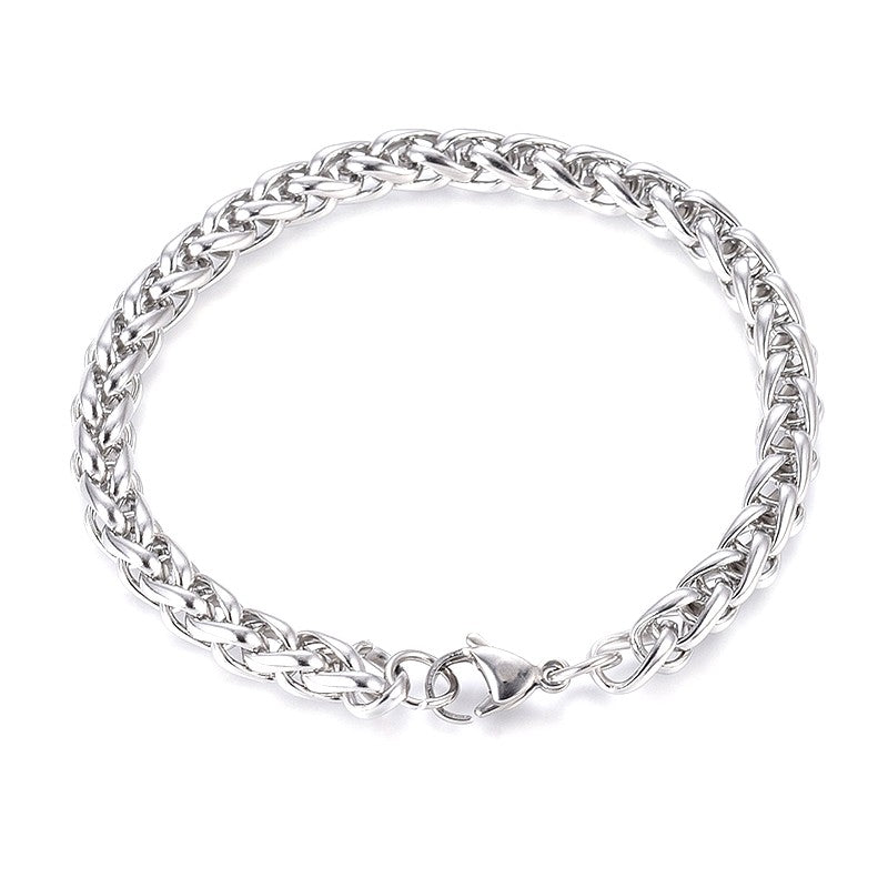 Bracelet gourmette acier inoxydable maille entrelacé