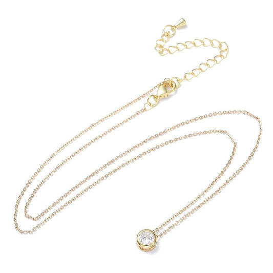 Collier chaîne et pendentif solitaire diamant CZ